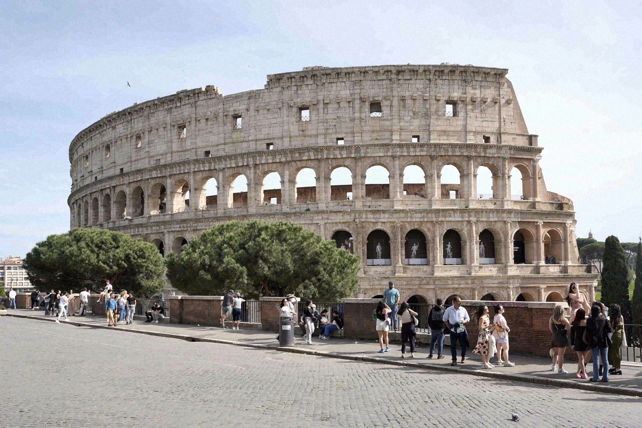 The Colosseum at sunrise, the landmark of ancient Rome